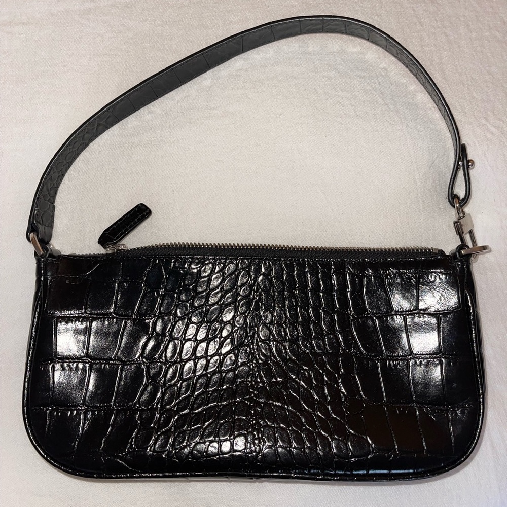 BY FAR Black Croco Embossed Rachel Bag